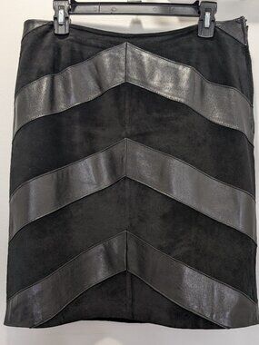 Alfani vintage chevron leather and suede skirt Size 10